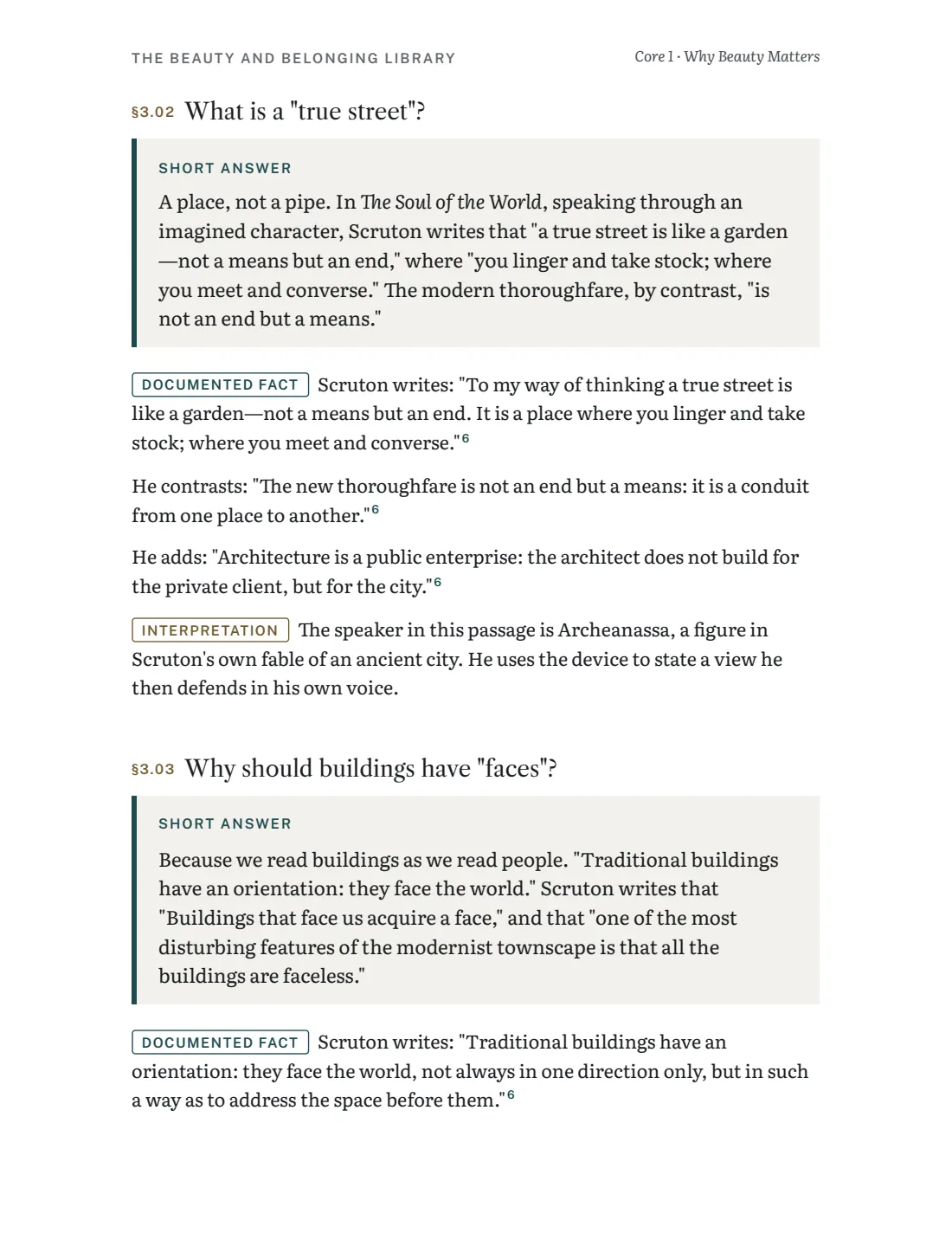 Core 1 page on why buildings should have faces
