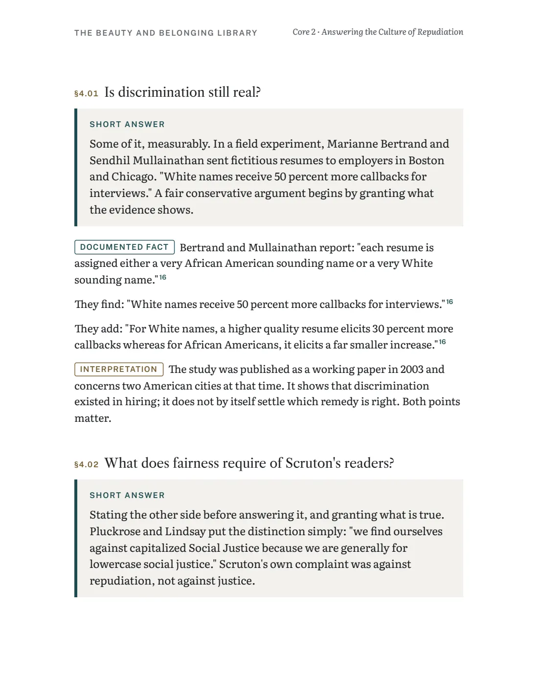Core 2 page on evidence of discrimination
